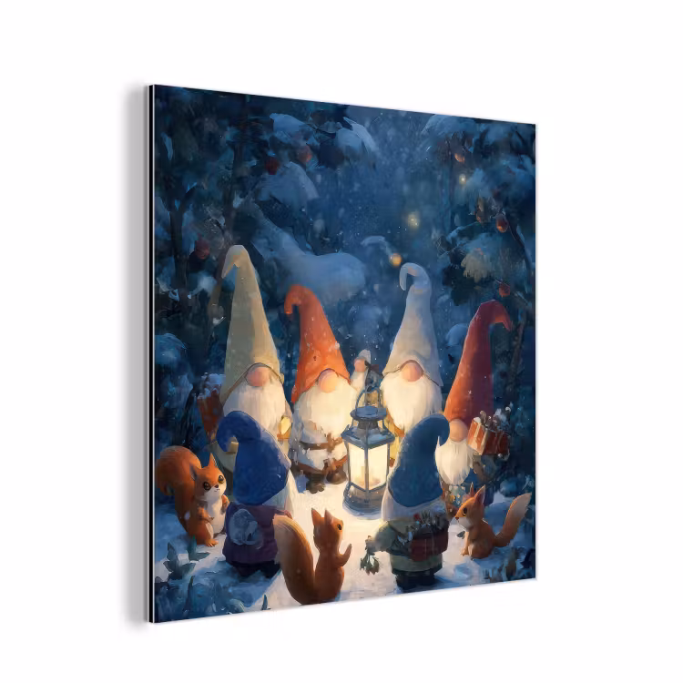 Winter - Gnooms - Eekhoorns - Meerkleurig aluminium wit klein -3d