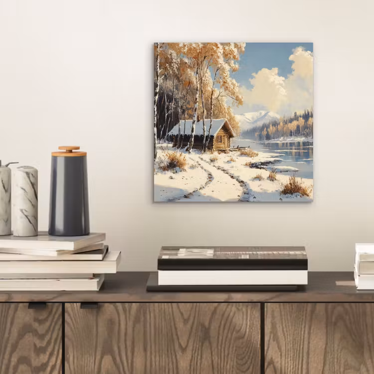 Winter - Sneeuw - Huis - Natuur aluminium wit klein -sfeer1