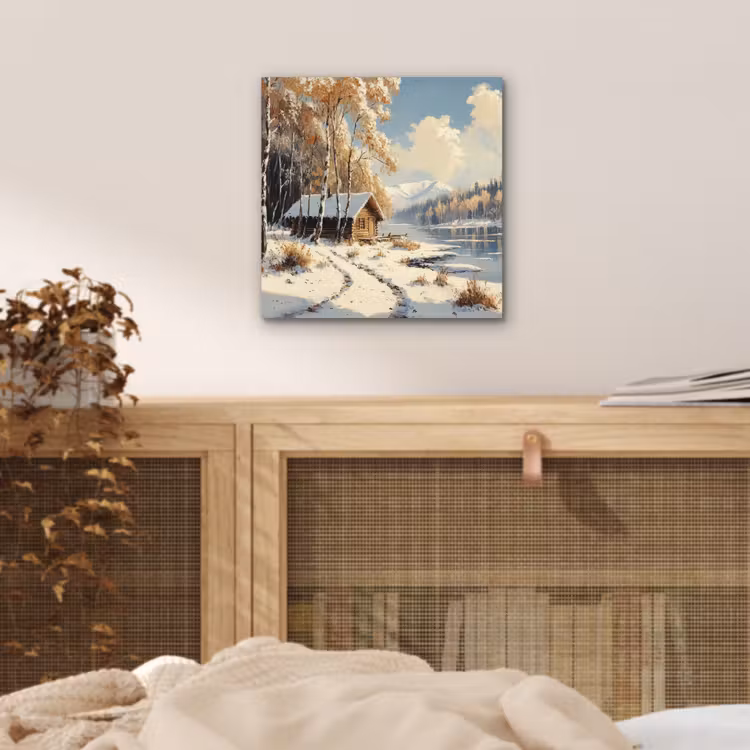 Winter - Sneeuw - Huis - Natuur aluminium wit klein -sfeer3