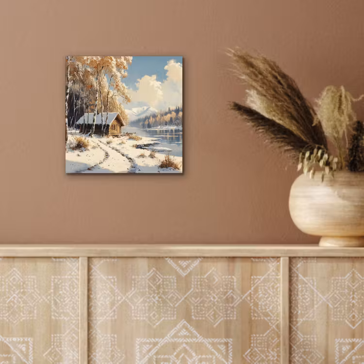 Winter - Sneeuw - Huis - Natuur aluminium wit klein -sfeer4