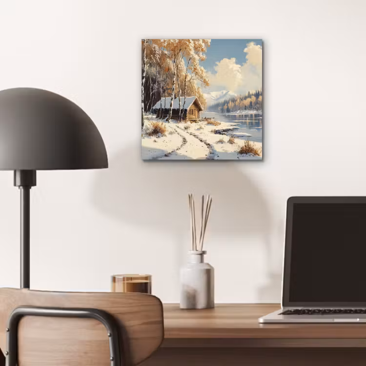 Winter - Sneeuw - Huis - Natuur aluminium wit klein -sfeer5