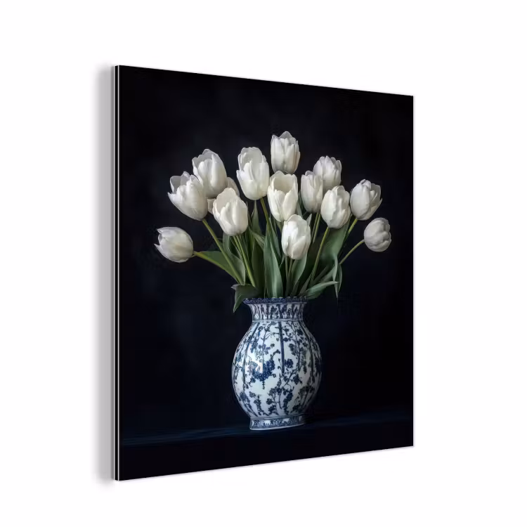 Wit - Bloemen - Tulpen - Vaas aluminium wit klein -3d