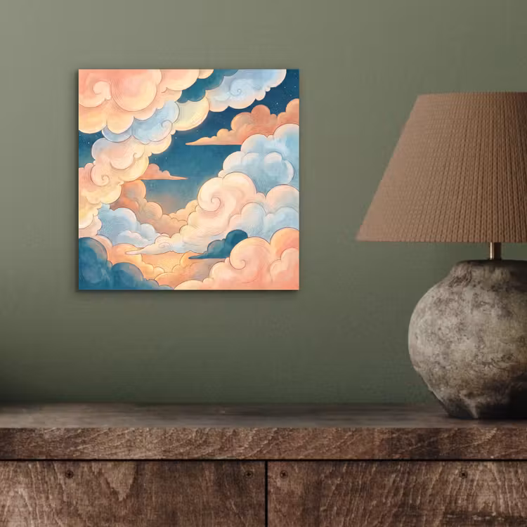 Wolk - Lucht - Natuur - Illustratief - Oranje aluminium wit klein -sfeer2