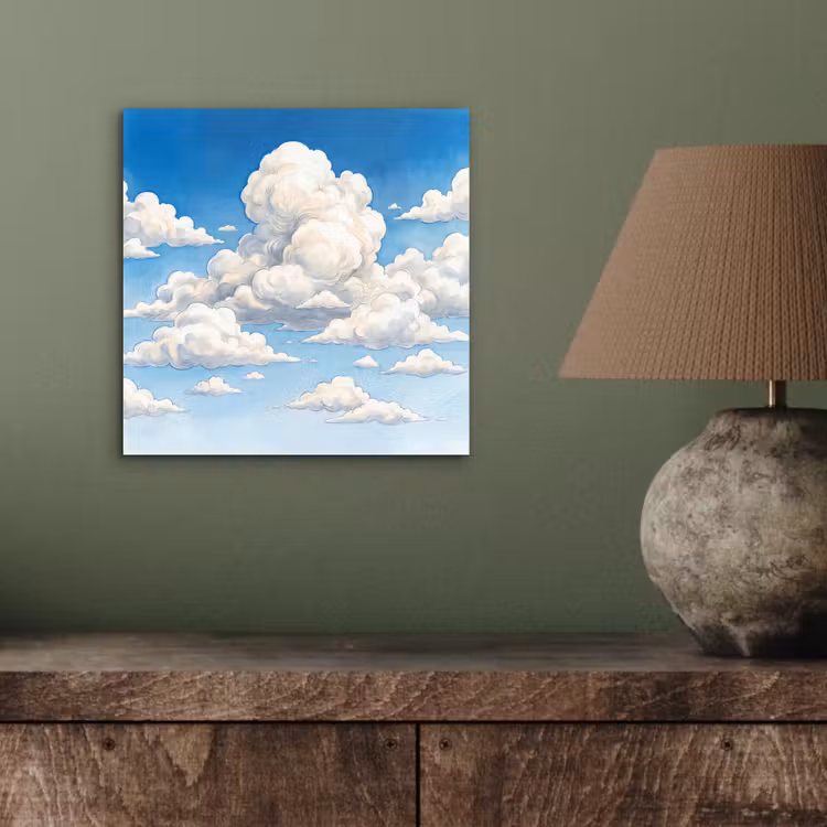 Wolken - Blauwe lucht - Natuur - Modern - Wit aluminium wit klein -sfeer2