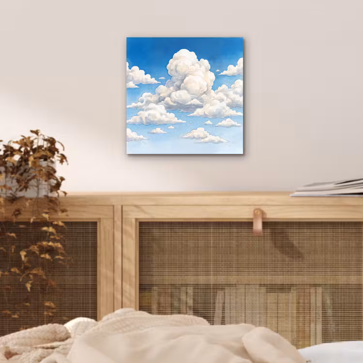 Wolken - Blauwe lucht - Natuur - Modern - Wit aluminium wit klein -sfeer3
