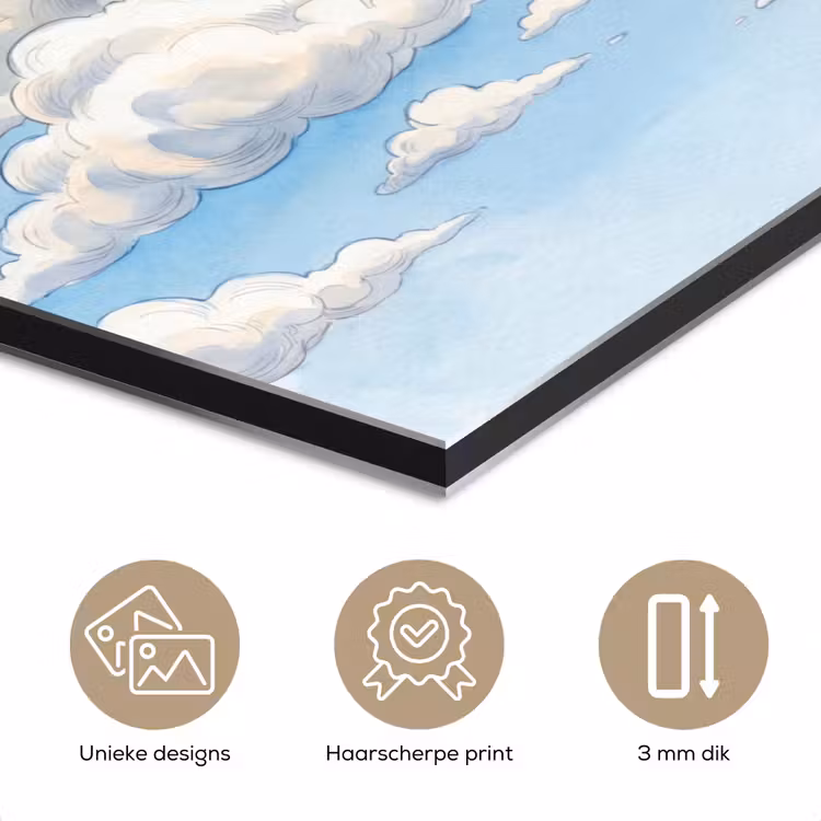 Wolken - Blauwe lucht - Natuur - Modern - Wit aluminium wit klein -closeup_NL