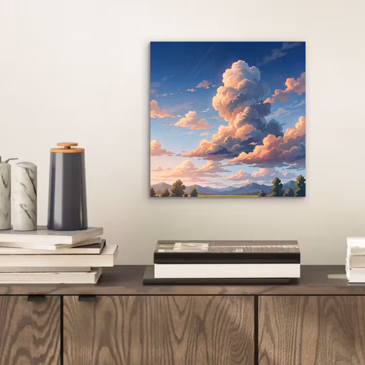 Wolken - Daghemel - Natuur - Illustratie - Oranje aluminium wit klein -sfeer1