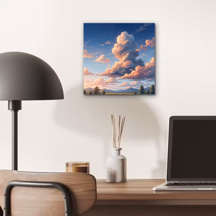 Wolken - Daghemel - Natuur - Illustratie - Oranje aluminium wit klein -sfeer5
