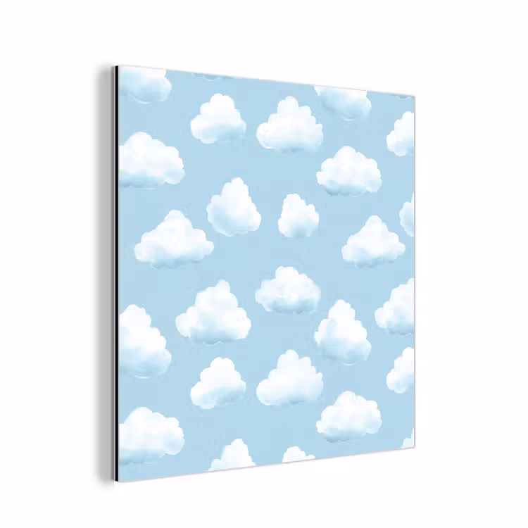 Wolken - Illustratie - Blauw aluminium wit klein 46 -3d
