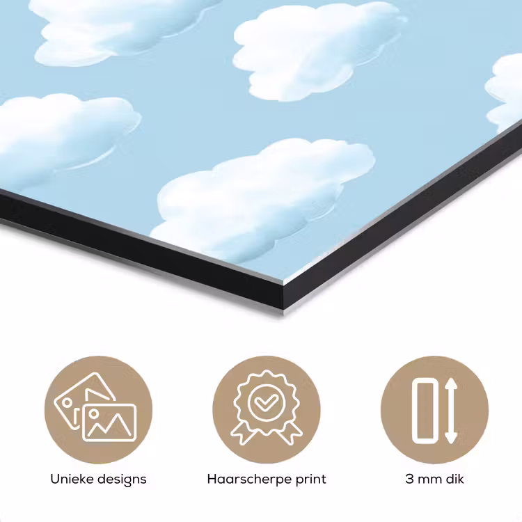 Wolken - Illustratie - Blauw aluminium wit klein 46 -closeup_NL