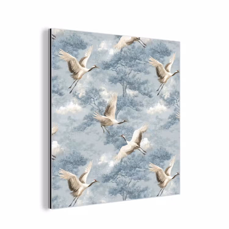 Wolken - Kraanvogels - Blauw aluminium wit klein 46 -3d