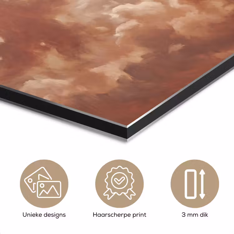 Wolken - Lucht - Natuur - Modern - Bruin aluminium wit klein -closeup_NL