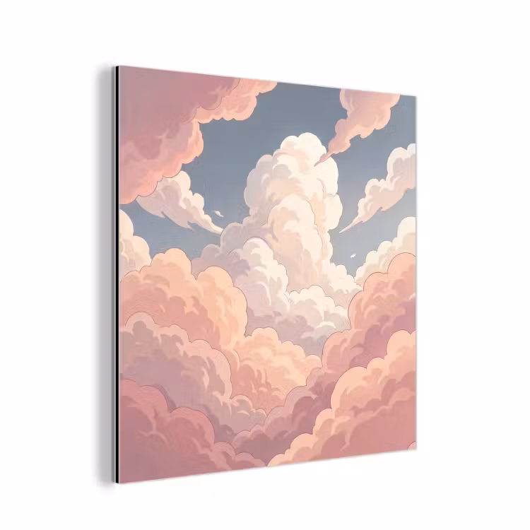 Wolken - Lucht - Natuur - Pastel - Roze aluminium wit klein -3d