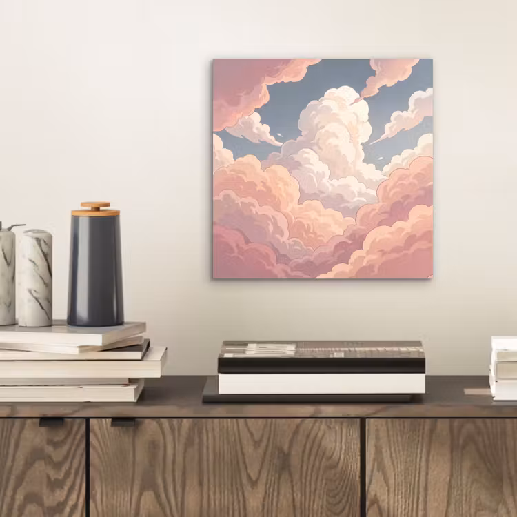 Wolken - Lucht - Natuur - Pastel - Roze aluminium wit klein -sfeer1