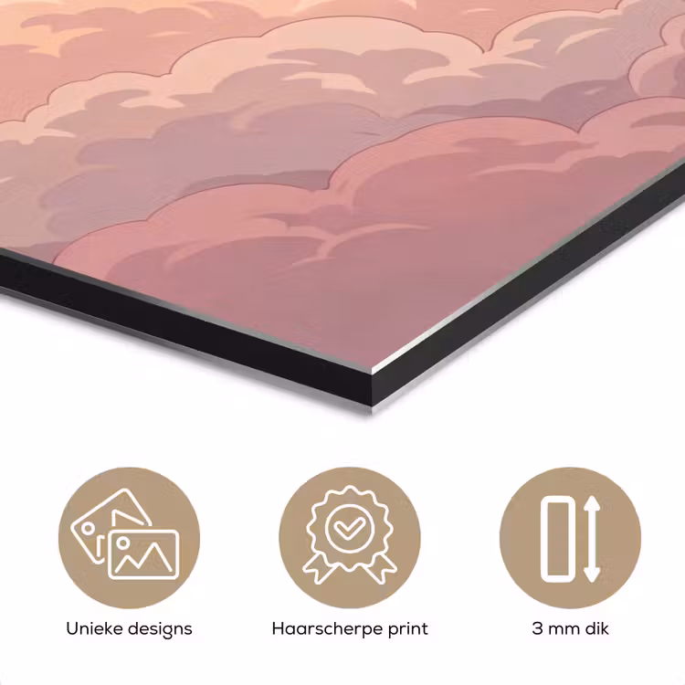Wolken - Lucht - Natuur - Pastel - Roze aluminium wit klein -closeup_NL