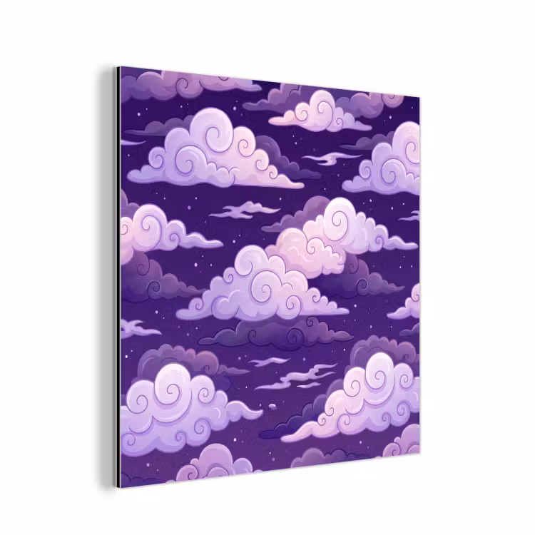 Wolken - Nacht - Natuur - Abstract - Paars aluminium wit klein -3d