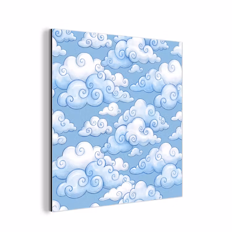 Wolken - Patroon - Hemel - Illustratie - Wit aluminium wit klein -3d