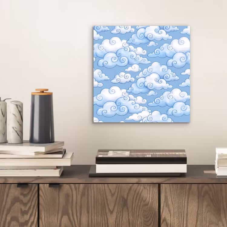 Wolken - Patroon - Hemel - Illustratie - Wit aluminium wit klein -sfeer1