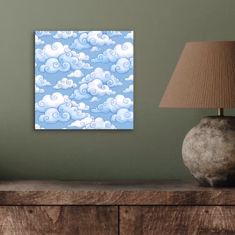 Wolken - Patroon - Hemel - Illustratie - Wit aluminium wit klein -sfeer2