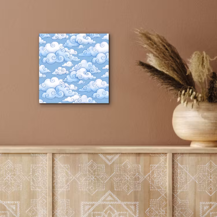 Wolken - Patroon - Hemel - Illustratie - Wit aluminium wit klein -sfeer4