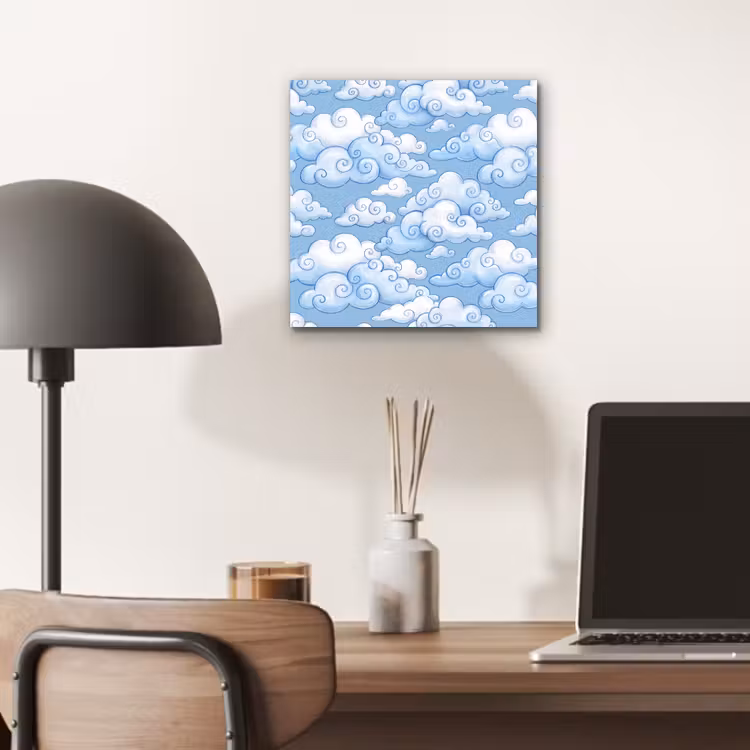 Wolken - Patroon - Hemel - Illustratie - Wit aluminium wit klein -sfeer5