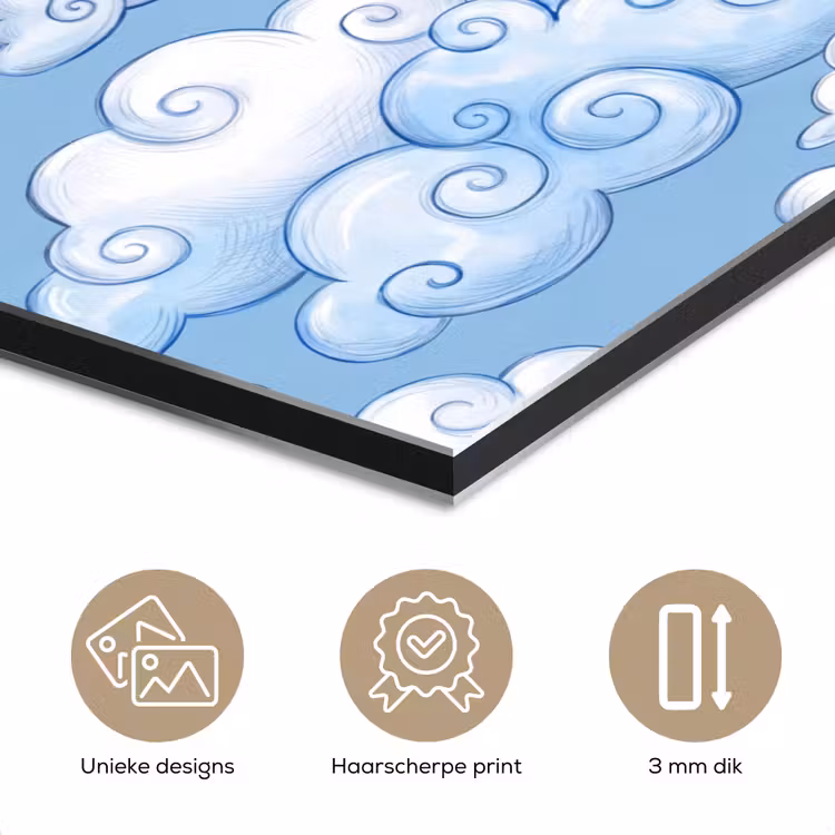 Wolken - Patroon - Hemel - Illustratie - Wit aluminium wit klein -closeup_NL