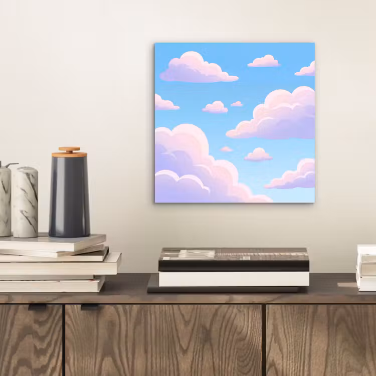 Wolken - Roze - Blauw - Natuur - Modern aluminium wit klein -sfeer1