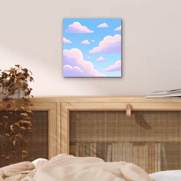Wolken - Roze - Blauw - Natuur - Modern aluminium wit klein -sfeer3