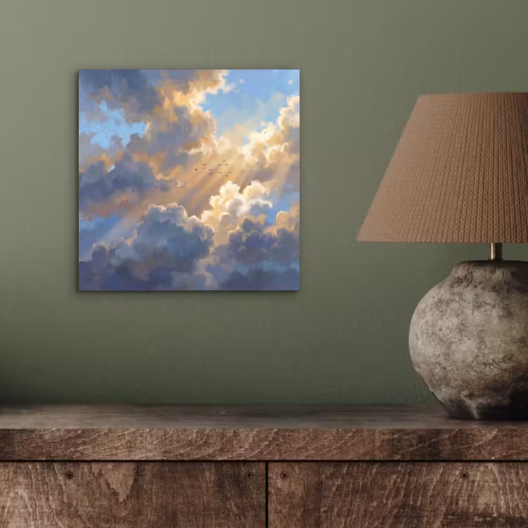 Wolken - Zonnestralen - Natuur - Abstract - Blauw aluminium wit klein -sfeer2
