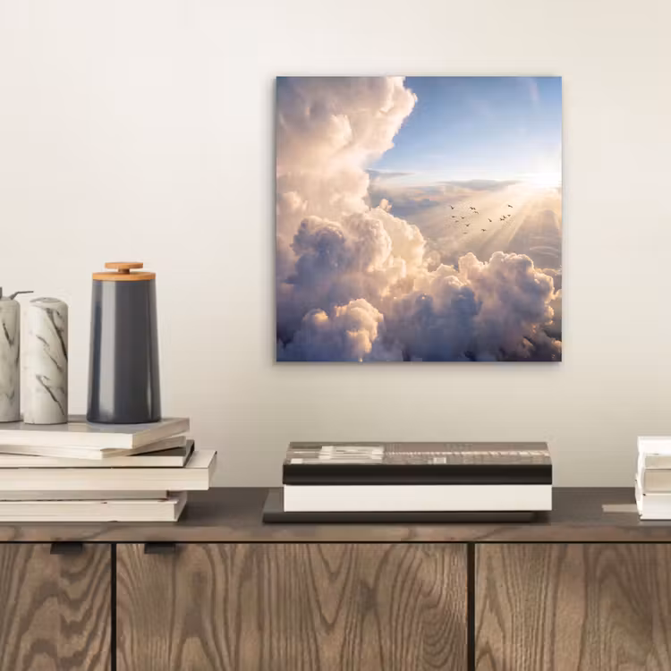 Wolken - Zonnestralen - Natuur - Wit aluminium wit klein -sfeer1