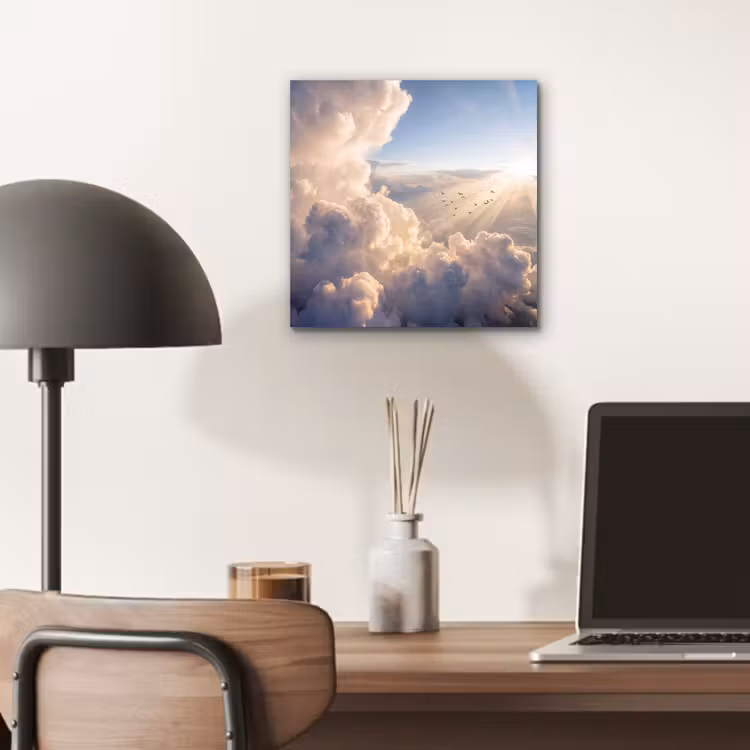 Wolken - Zonnestralen - Natuur - Wit aluminium wit klein -sfeer5