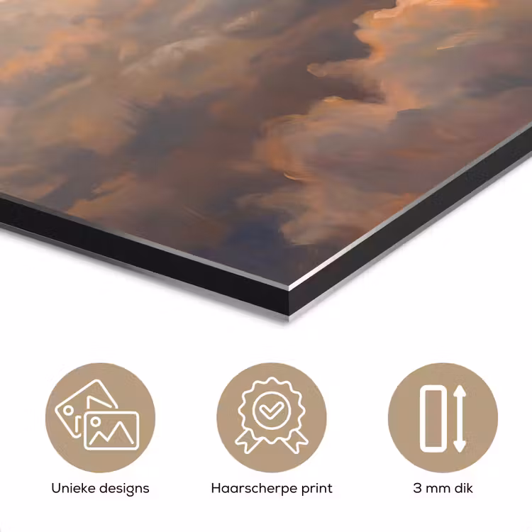 Wolken - Zonsondergang - Natuur - Abstract - Goud aluminium wit klein -closeup_NL