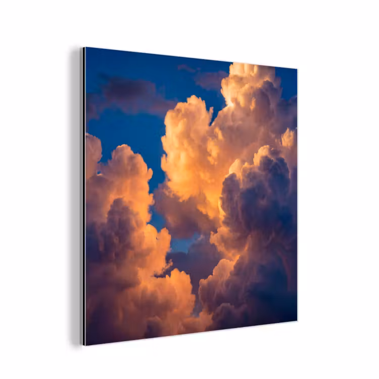Wolken - Zonsondergang - Natuur - Oranje - Blauw aluminium wit klein -3d