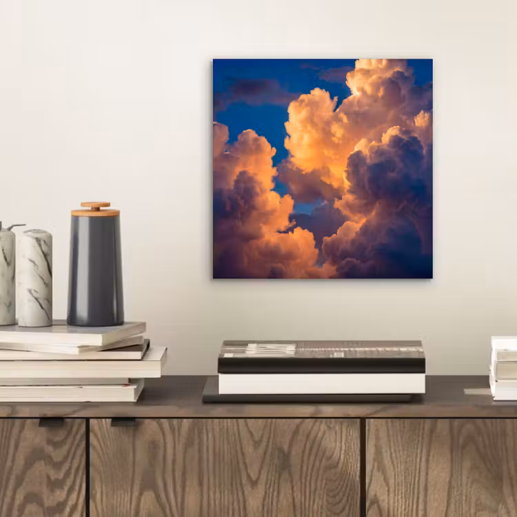Wolken - Zonsondergang - Natuur - Oranje - Blauw aluminium wit klein -sfeer1