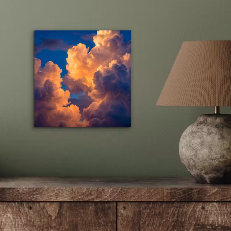 Wolken - Zonsondergang - Natuur - Oranje - Blauw aluminium wit klein -sfeer2
