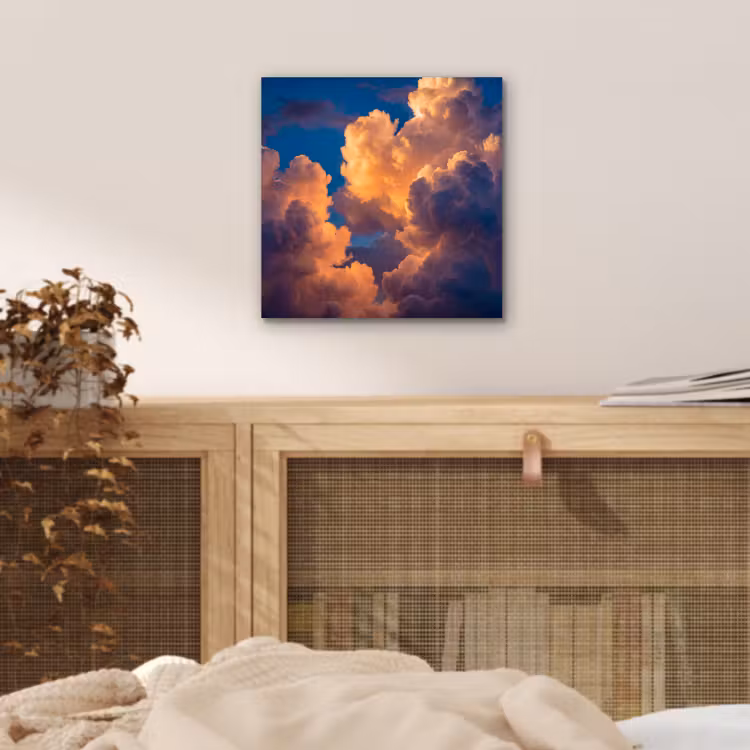 Wolken - Zonsondergang - Natuur - Oranje - Blauw aluminium wit klein -sfeer3