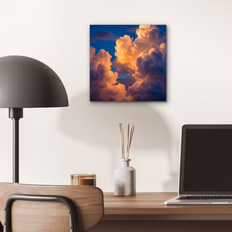 Wolken - Zonsondergang - Natuur - Oranje - Blauw aluminium wit klein -sfeer5