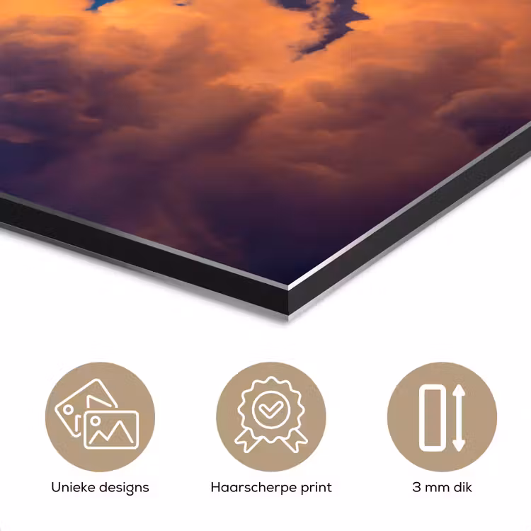 Wolken - Zonsondergang - Natuur - Oranje - Blauw aluminium wit klein -closeup_NL