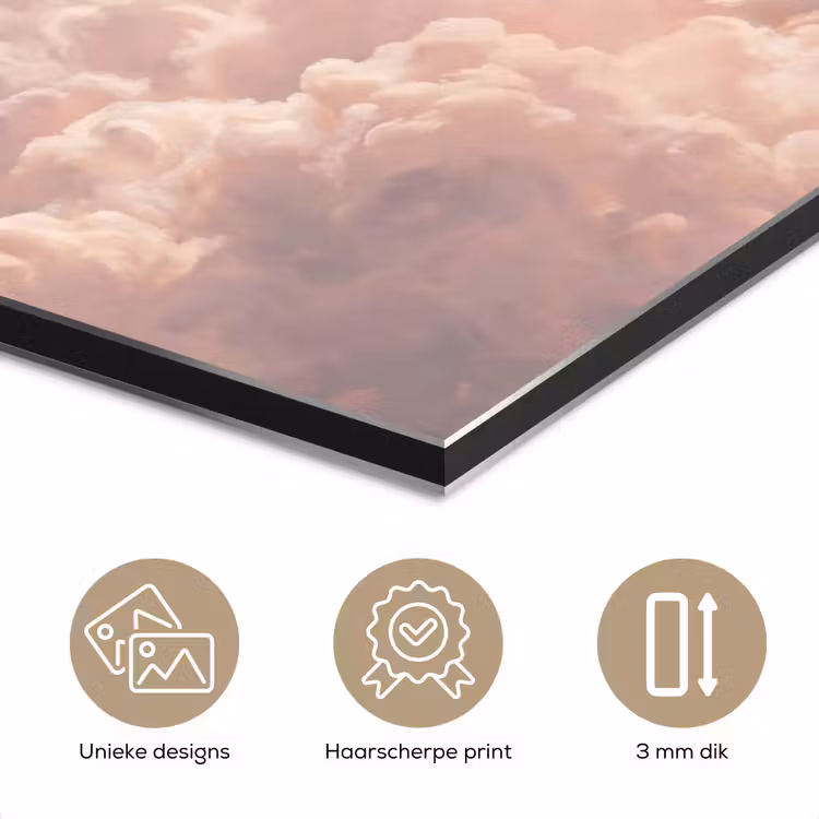 Wolken - Zonsondergang - Natuur - Pastel - Roze aluminium wit klein -closeup_NL