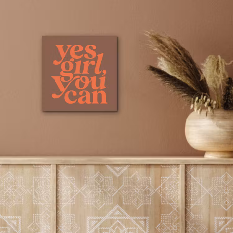 Yes girl you can - Oranje - Bruin aluminium wit klein -sfeer4