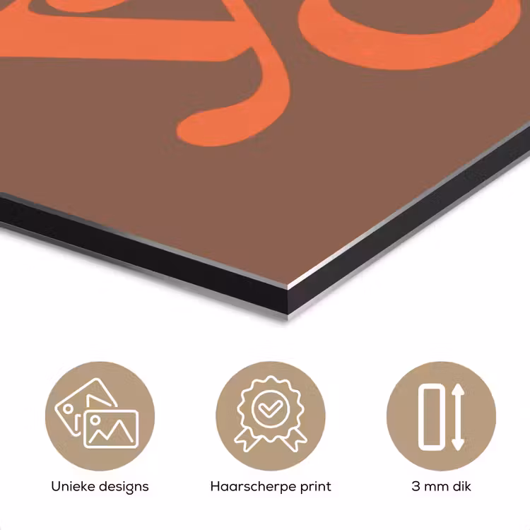 Yes girl you can - Oranje - Bruin aluminium wit klein -closeup_NL