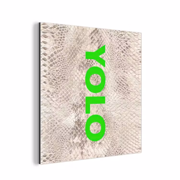 YOLO - Groen - Neon - Slangenprnt aluminium wit klein -3d