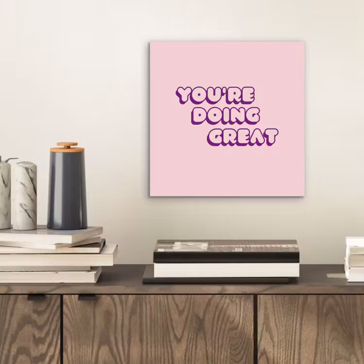 You're doing great - Roze - Bubble letters aluminium wit klein -sfeer1