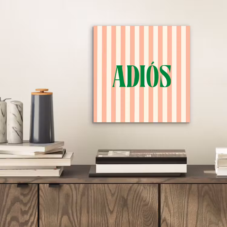 Zachtroze - Groen - Strepen - Adiós aluminium wit klein -sfeer1