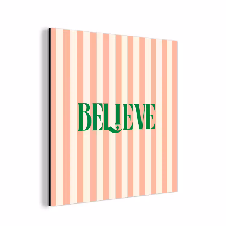 Zachtroze - Groen- Strepen - Believe aluminium wit klein -3d