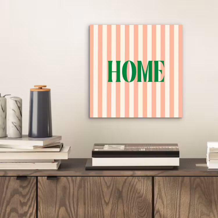 Zachtroze - Groen - Strepen - Home aluminium wit klein -sfeer1