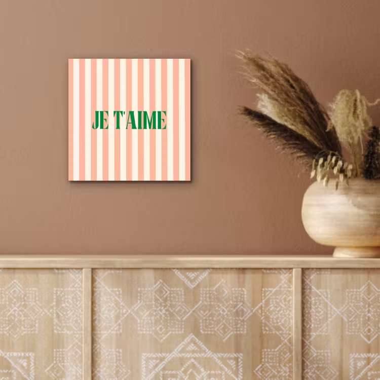 Zachtroze - Groen - Strepen - Je t'aime aluminium wit klein -sfeer4