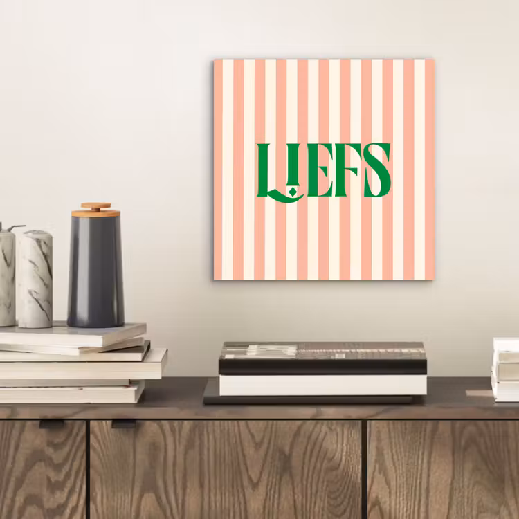 Zachtroze - Groen - Strepen - Liefs aluminium wit klein -sfeer1
