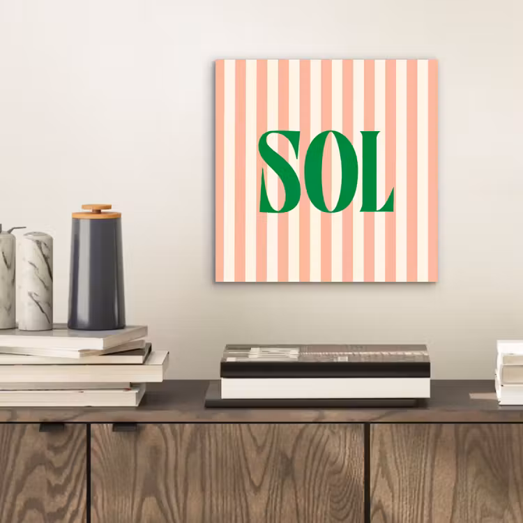 Zachtroze - Groen - Strepen - Sol aluminium wit klein -sfeer1
