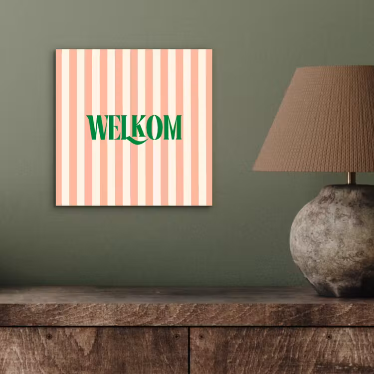 Zachtroze - Groen - Strepen - Welkom aluminium wit klein -sfeer2